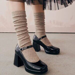 Steve Madden Tiffane Mary Jane Pumps Black Patent Block Heel Size 9